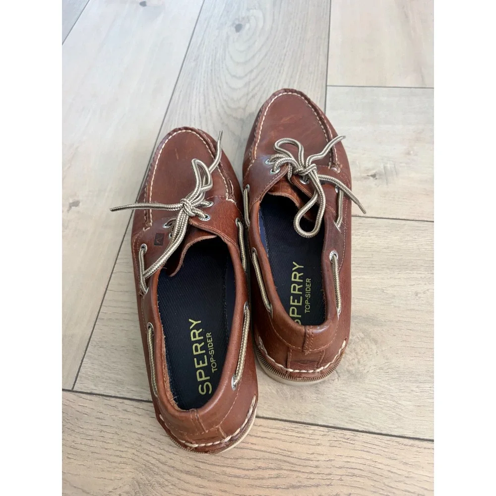 Sperry Top-Sider Mens Brown Leather Boat Shoes Authentic Original Deck Shoes